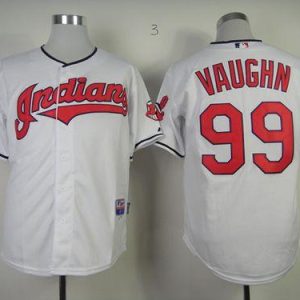 Indians #99 Rick Wild Thing Vaughn Stitched White Jersey