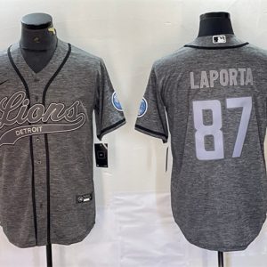 Detroit Lions #87 Sam LaPorta Gray Cool Base Stitched Jersey