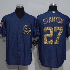 Marlins #27 Giancarlo Stanton Denim Blue Salute To Service Stitched Jersey