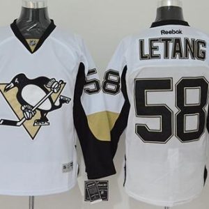 Penguins #58 Kris Letang White Stitched Jersey