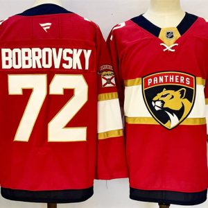 Florida Panthers #72 Sergei Bobrovsky Red 2024-25 Home Stitched Jersey