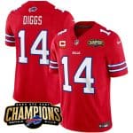 Buffalo Bills #14 Stefon Diggs Red 2023 F.U.S.E. AFC East Champions With 3-Star C Ptach Stitched Jersey