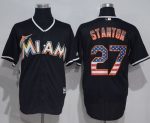 Marlins #27 Giancarlo Stanton Black USA Flag Fashion Stitched Jersey