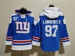New York Giants #97 Dexter Lawrence II Blue Ageless Must-Have Lace-Up Pullover Hoodie