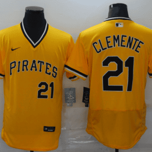 Pittsburgh Pirates #21 Roberto Clemente Yellow Flex Base Stitched Jersey