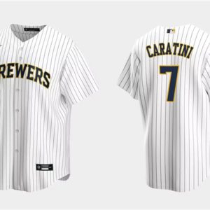 Milwaukee Brewers #7 Victor Caratini White Cool Base Stitched Jersey