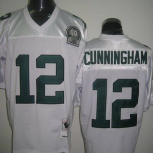 Mitchell Ness Eagles #12 Randall Cunningham White Stitched Throwback Jersey