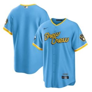 Milwaukee Brewers Blank Powder Blue 2022 City Connect Cool Base Stitched Jersey