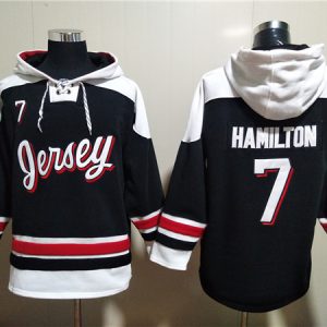 New Jersey Devils #7 Dougie Hamilton Black White Ageless Must-Have Lace-Up Pullover Hoodie