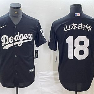 Los Angeles Dodgers #18 ɽ±¾ÓÉÉì Black Cool Base Stitched Jersey