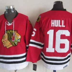 Blackhawks #16 Bobby Hull Red CCM Throwback Stitched Jersey