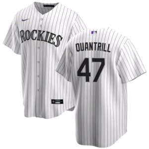 Colorado Rockies #47 Cal Quantrill White Cool Base Stitched Jersey
