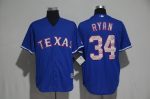 Texas Rangers #34 Nolan Ryan Blue Team Logo Print Cool Base Stitched Jersey