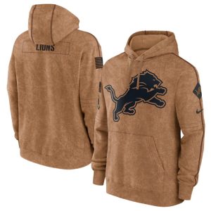 Detroit Lions 2023 Brown Salute To Service Pullover Hoodie