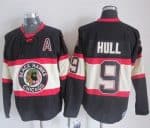 Blackhawks #9 Bobby Hull Black Third CCM Stitched Jersey