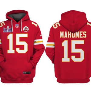 Kansas City Chiefs #15 Patrick Mahomes Red Super Bowl LVIII Patch Limited Edition Hoodie