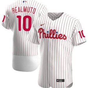 Philadelphia Phillies White#10 J.T. Realmuto Flex Base Stitched Jersey