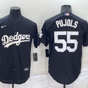 Los Angeles Dodgers #55 Albert Pujols Black Cool Base Stitched Baseball Jersey