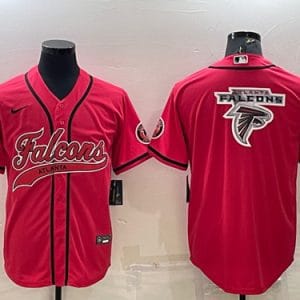 Atlanta Falcons Red Team Big Logo With Patch Cool Base Stitched Baseball Jersey