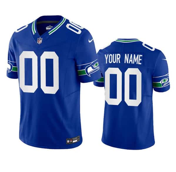 Seattle Seahawks Custom Royal 2023 F.U.S.E. Vapor Limited Throwback Stitched Jersey