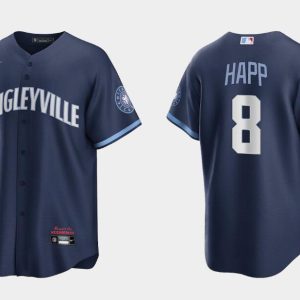 Chicago Cubs #8 Ian Happ Navy City Connect Cool Base Stitched Jersey