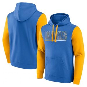 Los Angeles Chargers Blue Gold Outline Pullover Hoodie