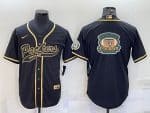Green Bay Packers Black Gold Team Big Logo With Patch Cool Base Stitched Baseball Jersey