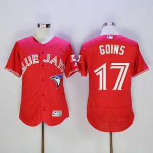 Blue Jays #17 Ryan Goins Red Flexbase Authentic Collection Canada Day Stitched Jersey