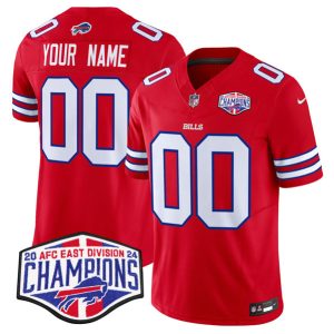 Buffalo Bills Custom Red 2024-25 F.U.S.E. AFC East Division Champions Patch Limited Stitched Jersey