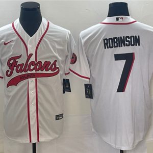 Atlanta Falcons #7 Bijan Robinson White With Patch Cool Base Stitched Jersey