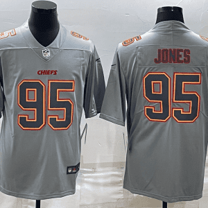 Kansas City Chiefs #95 Chris Jones Gray Atmosphere Fashion Stitched Jersey