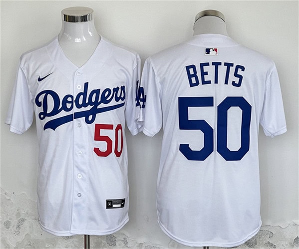 Los Angeles Dodgers #50 Mookie Betts White 2024 Limited Stitched Jersey