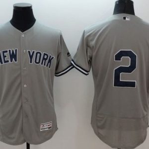 Yankees #2 Derek Jeter Grey Flexbase Authentic Collection Stitched Jersey