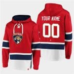 Florida Panthers Custom Red Ageless Must-Have Lace-Up Pullover Hoodie