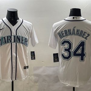 Seattle Mariners #34 F¨¦lix Hern¨¢ndez White Cool Base Stitched Jersey