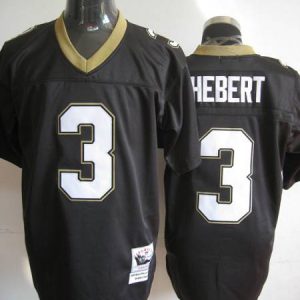 Mitchell And Ness Saints #3 Bobby Hebert Black Stitched Throwback Jersey