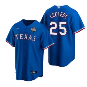 Texas Rangers #25 Jos¨¦ Leclerc Royal 2023 World Series Stitched Jersey