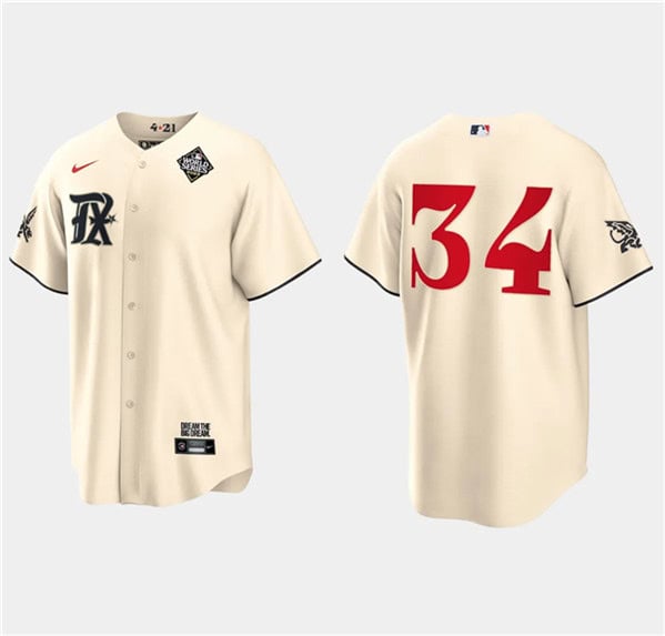 Texas Rangers #34 Nolan Ryan Cream 2023 World Series City Connect Stitched Jersey