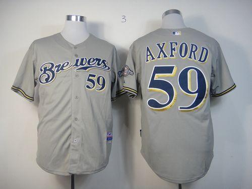 Brewers #59 John Axford Grey Cool Base Stitched Jersey