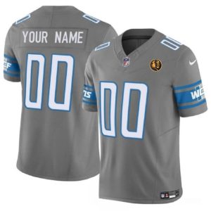 Detroit Lions Custom Gray 2023 F.U.S.E. With John Madden Patch Vapor Limited Stitched Jersey