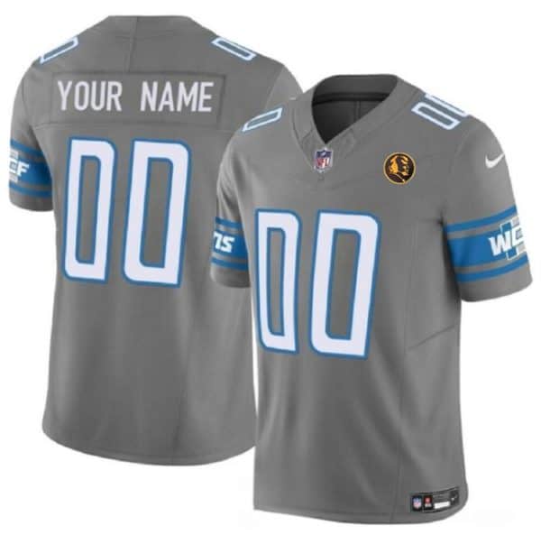 Detroit Lions Custom Gray 2023 F.U.S.E. With John Madden Patch Vapor Limited Stitched Jersey