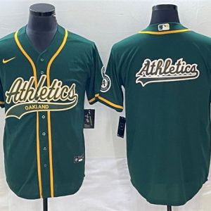 Oakland Athletics Green Team Big Logo Cool Base Stitched Jersey 002