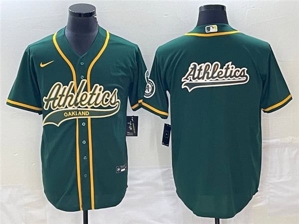 Oakland Athletics Green Team Big Logo Cool Base Stitched Jersey 002
