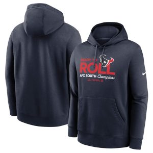 Houston Texans Navy 2024 AFC South Champions Locker Room Trophy Collection Pullover Hoodie