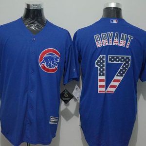 Cubs #17 Kris Bryant Blue USA Flag Fashion Stitched Jersey
