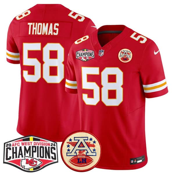 Kansas City Chiefs #58 Derrick Thomas Red F.U.S.E. 2024 AFC West Division Champions Vapor Limited Stitched Jersey