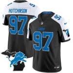 Detroit Lions #97 Aidan Hutchinson Black White F.U.S.E. 2024 Michigan Patch Vapor Limited Stitched Jersey