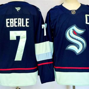 Seattle Kraken #7 Jordan Eberle Navy 2024-25 Home With C Patch Stitched Jersey