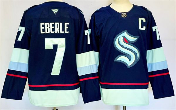 Seattle Kraken #7 Jordan Eberle Navy 2024-25 Home With C Patch Stitched Jersey