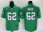 Philadelphia Eagles #62 Jason Kelce Green Vapor Limited With C Patch Stitched Jersey